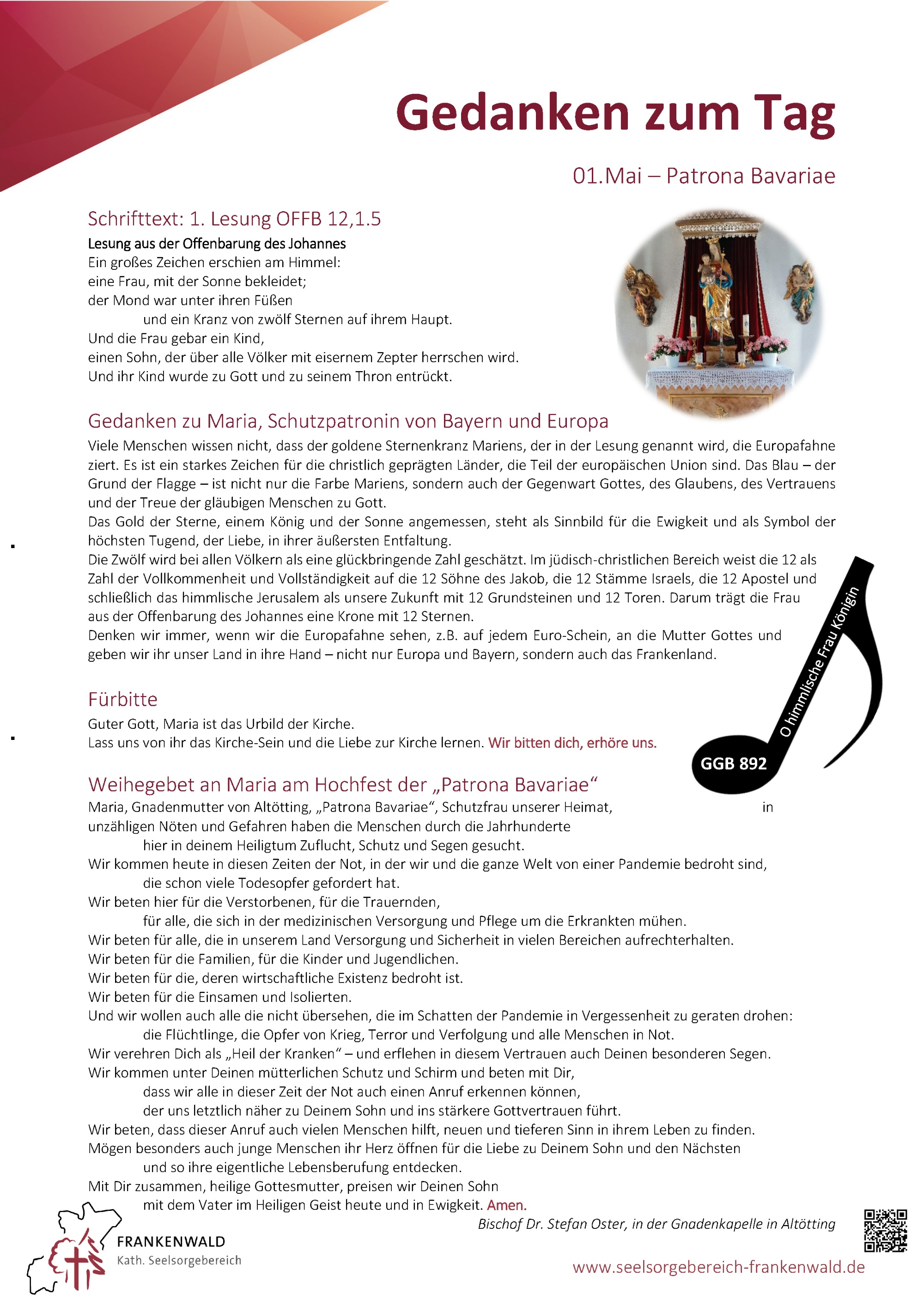 Freitag der dritten Osterwoche (Patrona Bavariae)