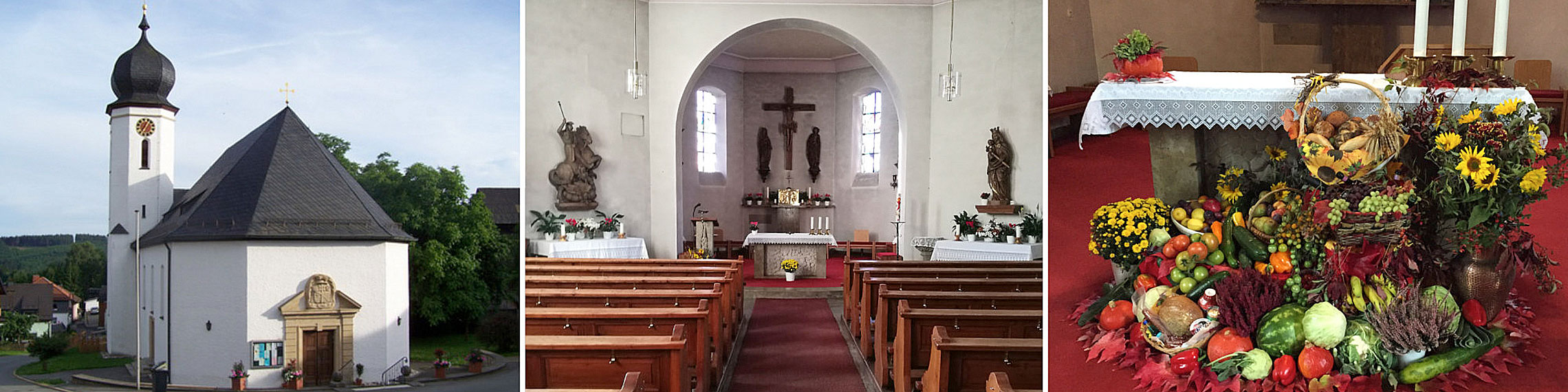Innen- und Außenaufnahmen der Kirche in Wolfersgrün