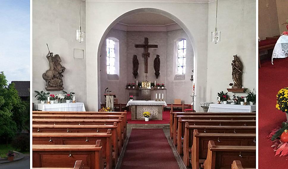 Innen- und Außenaufnahmen der Kirche in Wolfersgrün