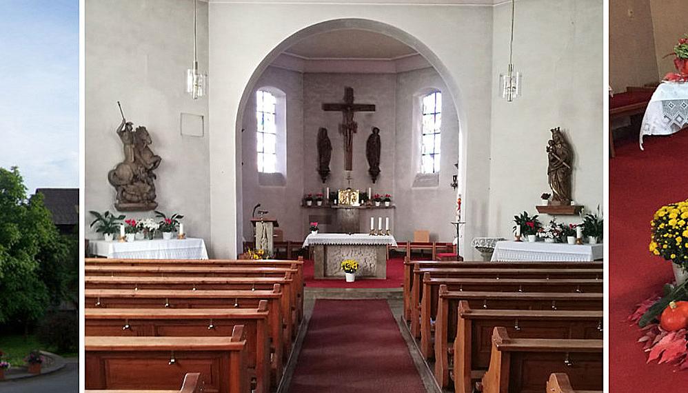 Innen- und Außenaufnahmen der Kirche in Wolfersgrün